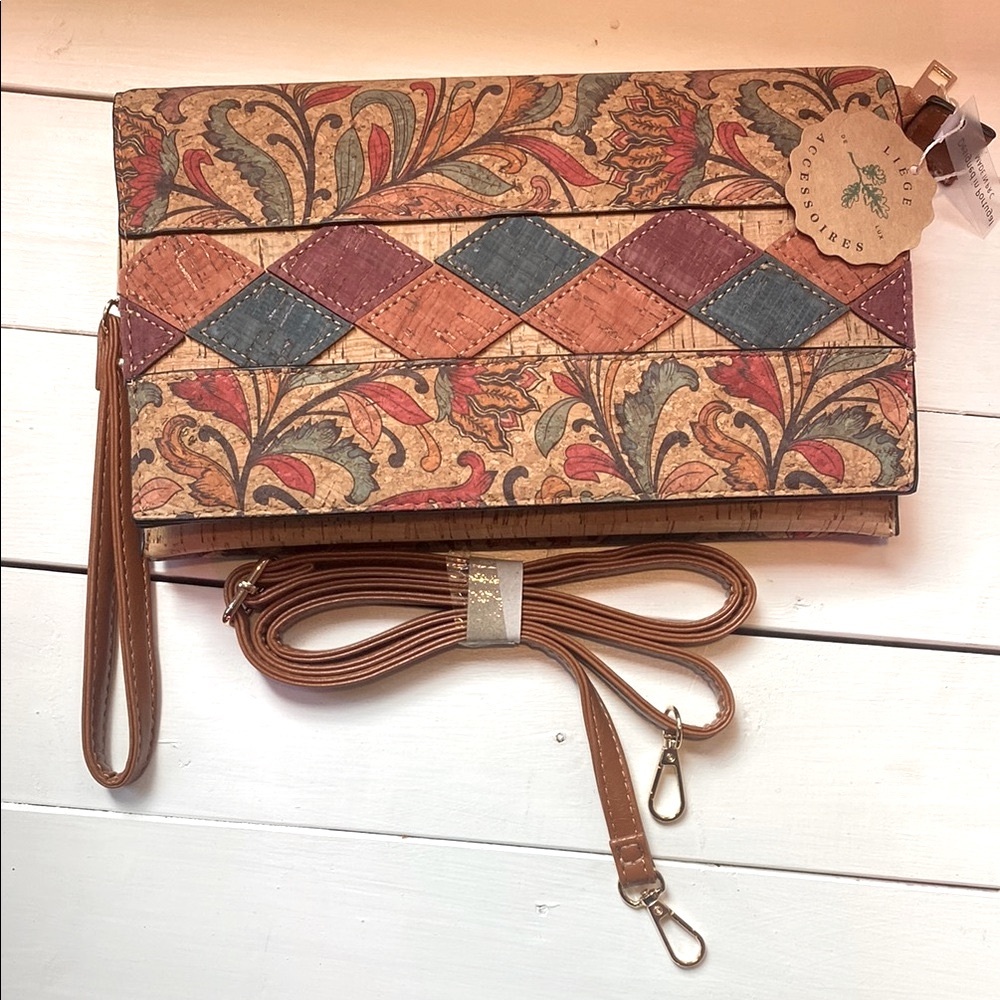 Floral Patterned Cork Clutch from Portugal